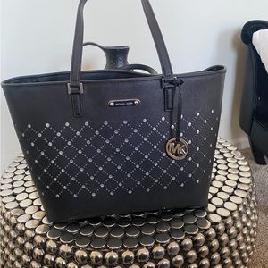 Michael Kors Violet black tote , silver hardware
